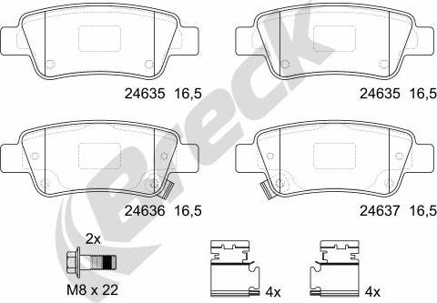 Breck 24635 00 704 00 - Тормозные колодки, дисковые, комплект autosila-amz.com