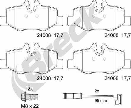 Breck 24008 00 703 00 - Тормозные колодки, дисковые, комплект autosila-amz.com