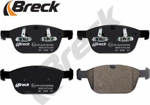 Breck 24399 00 553 00 - Комплект тормозных колодок передний VOLVO XC60 I, XC90 I 2.0-3.2 05.08-12.17 autosila-amz.com