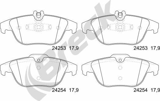 Breck 24253 00 702 00 - Тормозные колодки, дисковые, комплект autosila-amz.com