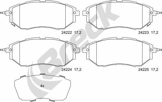 Breck 24222 00 701 10 - Тормозные колодки, дисковые, комплект autosila-amz.com