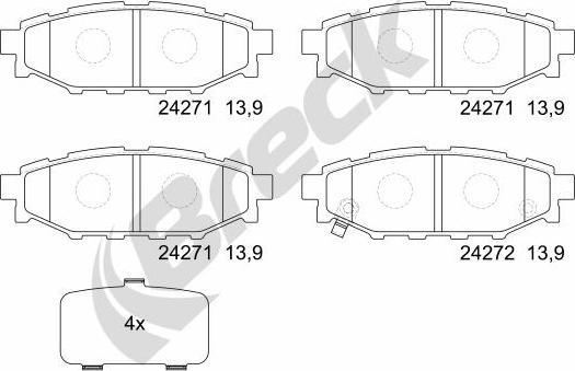 Breck 24271 00 702 10 - Тормозные колодки, дисковые, комплект autosila-amz.com