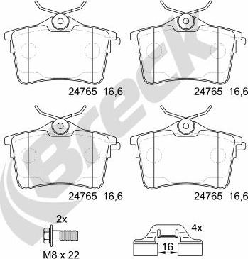 Breck 24765 00 704 00 - Тормозные колодки, дисковые, комплект autosila-amz.com