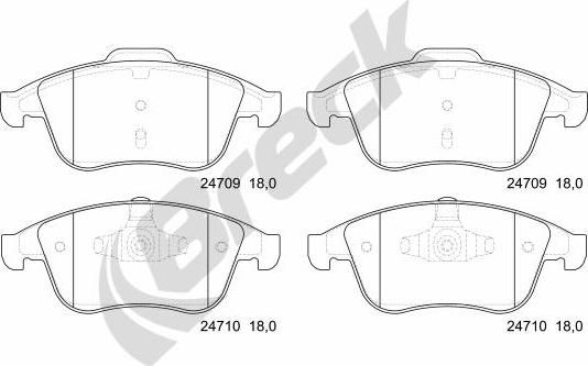 Breck 24709 00 701 00 - Тормозные колодки, дисковые, комплект autosila-amz.com