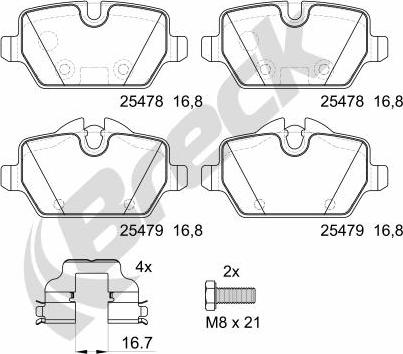 Breck 25478 00 704 00 - Тормозные колодки, дисковые, комплект autosila-amz.com