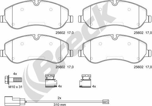 Breck 25602 00 703 00 - Тормозные колодки, дисковые, комплект autosila-amz.com