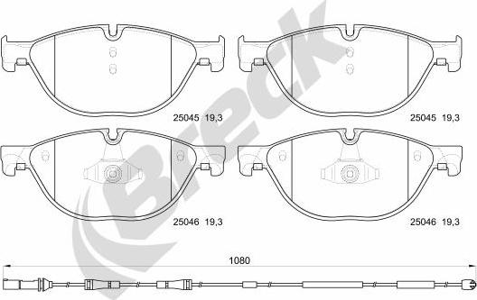 Breck 25045 00 551 00 - Тормозные колодки, дисковые, комплект autosila-amz.com