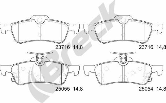 Breck 25054 00 704 00 - Тормозные колодки, дисковые, комплект autosila-amz.com