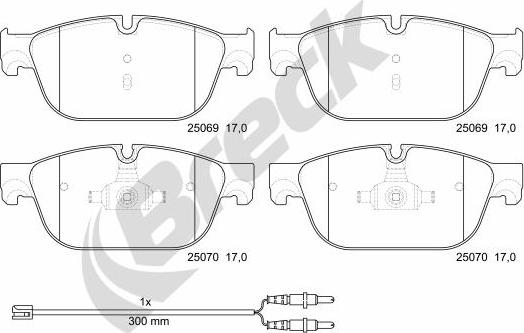 Breck 25069 00 701 00 - Тормозные колодки, дисковые, комплект autosila-amz.com