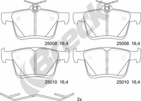 Breck 25008 00 704 00 - Тормозные колодки, дисковые, комплект autosila-amz.com