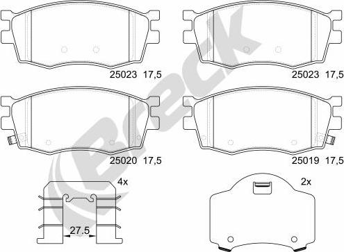 Breck 25019 00 702 00 - Тормозные колодки, дисковые, комплект autosila-amz.com