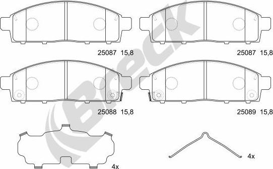 Breck 25087 00 701 00 - Тормозные колодки, дисковые, комплект autosila-amz.com