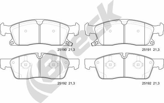 Breck 25190 00 551 00 - Тормозные колодки, дисковые, комплект autosila-amz.com