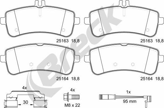 Breck 25163 00 553 00 - Тормозные колодки, дисковые, комплект autosila-amz.com