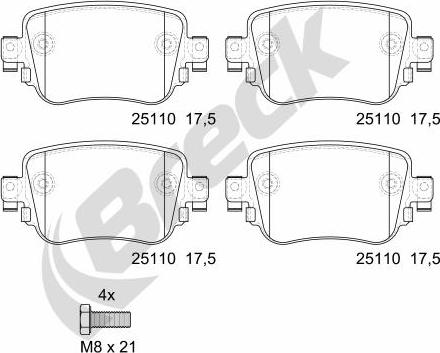 Breck 25110 00 704 00 - Тормозные колодки, дисковые, комплект autosila-amz.com