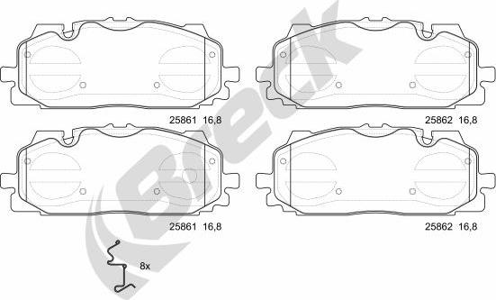 Breck 25861 00 553 00 - Тормозные колодки, дисковые, комплект autosila-amz.com