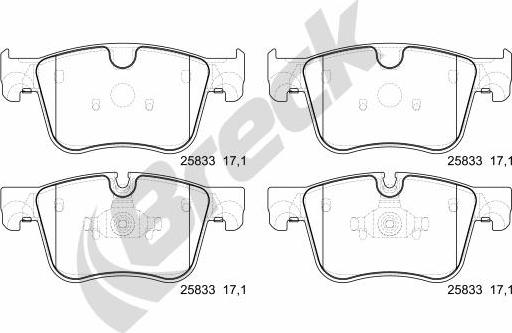 Breck 25833 00 701 00 - Тормозные колодки, дисковые, комплект autosila-amz.com