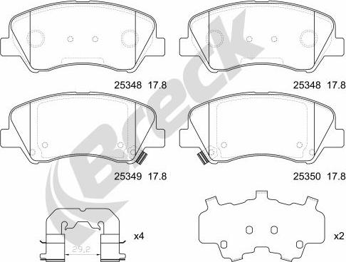 Breck 25348 00 701 00 - Тормозные колодки, дисковые, комплект autosila-amz.com