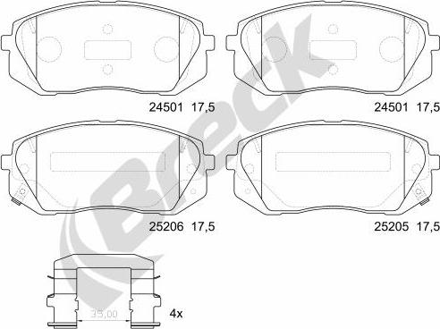 Breck 25205 00 701 00 - Тормозные колодки, дисковые, комплект autosila-amz.com