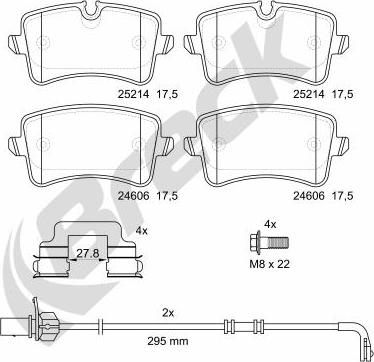 Breck 25214 00 554 00 - Тормозные колодки, дисковые, комплект autosila-amz.com