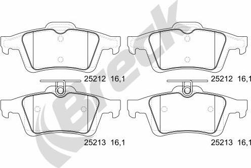 Breck 25212 00 702 00 - Тормозные колодки, дисковые, комплект autosila-amz.com