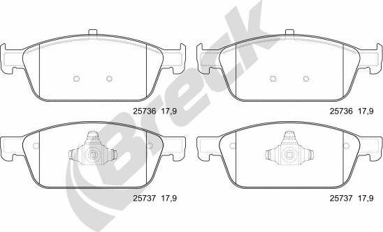 Breck 25736 00 701 00 - Тормозные колодки, дисковые, комплект autosila-amz.com