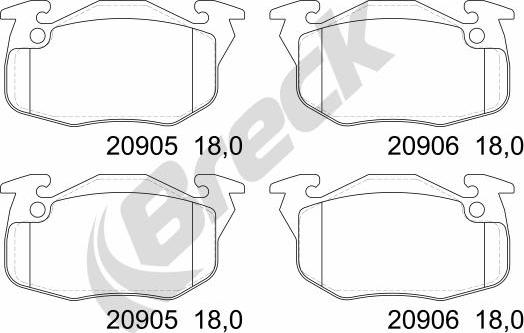 Breck 20906 00 702 00 - Тормозные колодки, дисковые, комплект autosila-amz.com