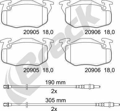 Breck 20906 00 702 10 - Тормозные колодки, дисковые, комплект autosila-amz.com