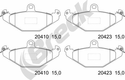 Breck 20410 00 704 00 - Тормозные колодки, дисковые, комплект autosila-amz.com