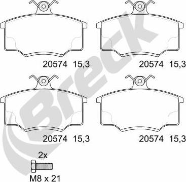 Breck 20574 00 701 00 - Тормозные колодки, дисковые, комплект autosila-amz.com