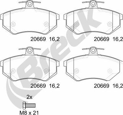 Breck 20669 00 701 00 - Тормозные колодки, дисковые, комплект autosila-amz.com