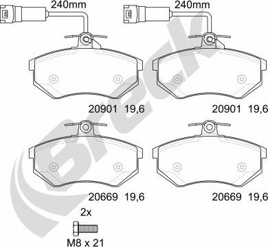 Breck 20669 10 701 10 - Тормозные колодки, дисковые, комплект autosila-amz.com