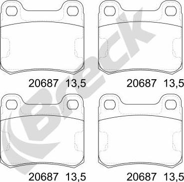 Breck 20687 00 704 00 - Тормозные колодки, дисковые, комплект autosila-amz.com