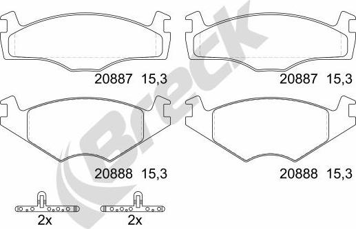 Breck 20887 00 702 00 - Тормозные колодки, дисковые, комплект autosila-amz.com