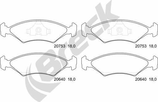 Breck 20753 00 701 00 - Тормозные колодки, дисковые, комплект autosila-amz.com