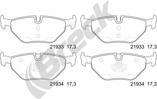 Breck 21934 00 704 00 - Тормозные колодки, дисковые, комплект autosila-amz.com