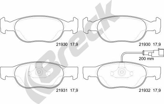 Breck 21930 00 702 10 - Тормозные колодки, дисковые, комплект autosila-amz.com