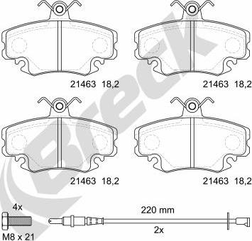 Breck 21463 00 702 10 - Тормозные колодки, дисковые, комплект autosila-amz.com