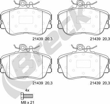 Breck 21439 00 701 10 - Тормозные колодки, дисковые, комплект autosila-amz.com