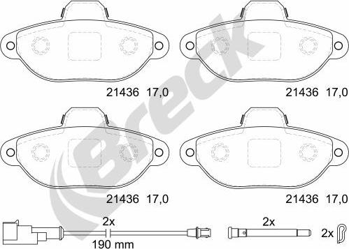 Breck 21436 00 702 10 - Тормозные колодки, дисковые, комплект autosila-amz.com