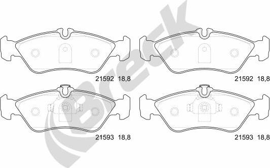 Breck 21592 00 705 10 - Тормозные колодки, дисковые, комплект autosila-amz.com