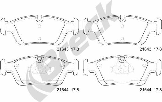 Breck 21643 00 701 00 - Тормозные колодки, дисковые, комплект autosila-amz.com