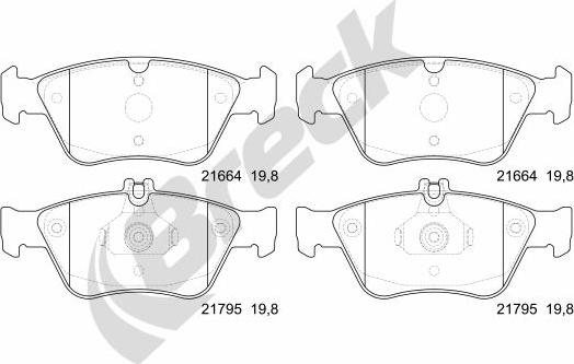 Breck 21664 00 701 20 - Тормозные колодки, дисковые, комплект autosila-amz.com