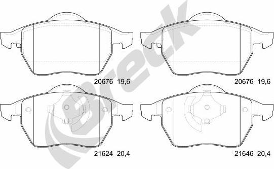 Breck 21624 00 701 00 - Тормозные колодки, дисковые, комплект autosila-amz.com