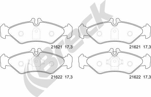 Breck 21621 00 705 10 - Тормозные колодки, дисковые, комплект autosila-amz.com