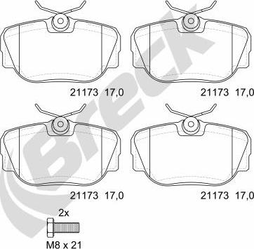 Breck 21173 00 701 00 - Тормозные колодки, дисковые, комплект autosila-amz.com