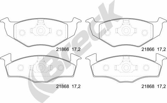 Breck 21866 10 702 00 - Тормозные колодки, дисковые, комплект autosila-amz.com