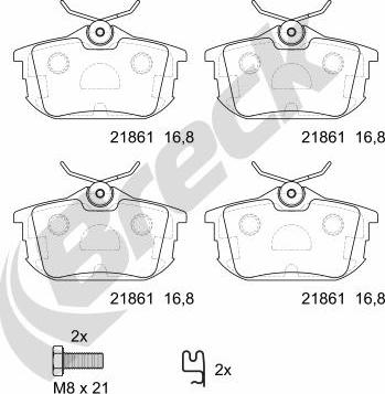 Breck 21861 10 704 10 - Тормозные колодки, дисковые, комплект autosila-amz.com