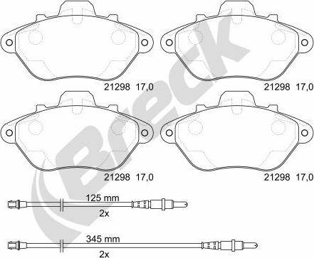 Breck 21298 00 701 10 - Тормозные колодки, дисковые, комплект autosila-amz.com