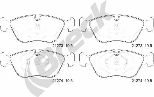 Breck 21273 00 701 00 - Тормозные колодки, дисковые, комплект autosila-amz.com